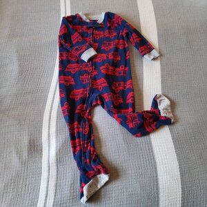 Carter's Red Firetruck Baby Footie Pajama - Navy/Red, Size 18 month old